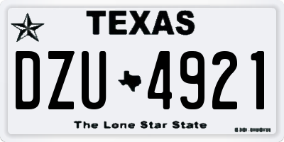 TX license plate DZU4921