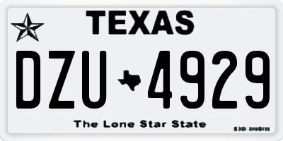 TX license plate DZU4929