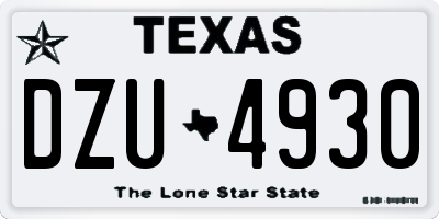 TX license plate DZU4930