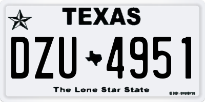 TX license plate DZU4951