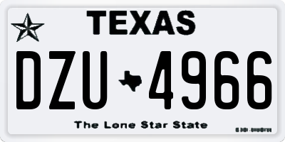 TX license plate DZU4966