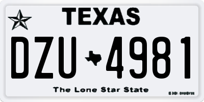 TX license plate DZU4981