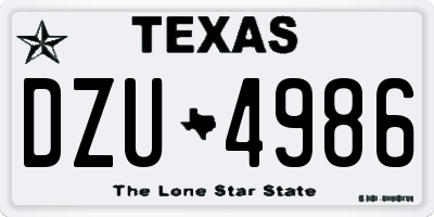 TX license plate DZU4986