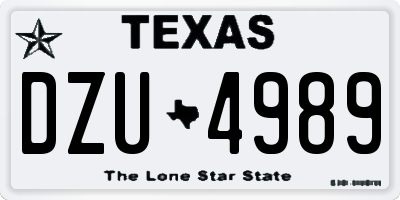 TX license plate DZU4989