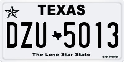 TX license plate DZU5013