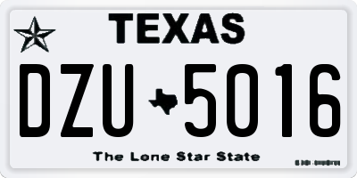 TX license plate DZU5016