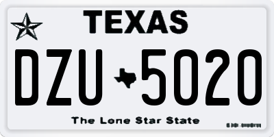 TX license plate DZU5020