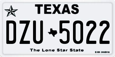 TX license plate DZU5022