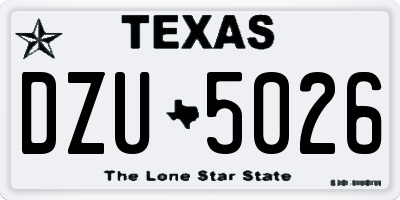 TX license plate DZU5026