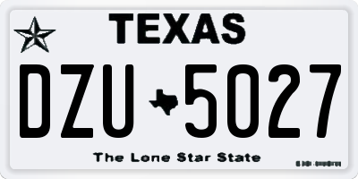 TX license plate DZU5027