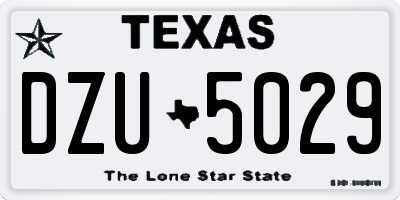 TX license plate DZU5029