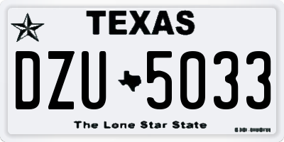 TX license plate DZU5033