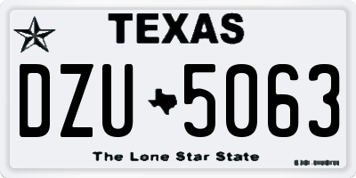 TX license plate DZU5063