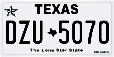 TX license plate DZU5070
