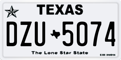 TX license plate DZU5074