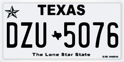 TX license plate DZU5076