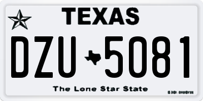 TX license plate DZU5081
