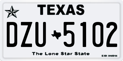 TX license plate DZU5102