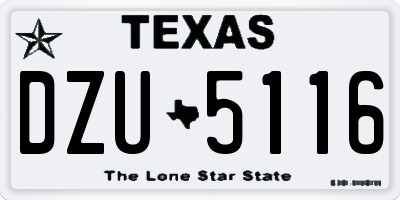 TX license plate DZU5116
