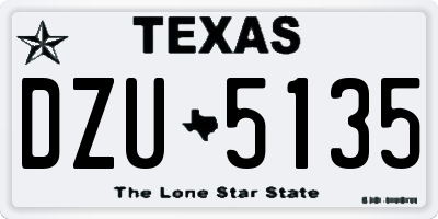TX license plate DZU5135