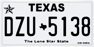 TX license plate DZU5138