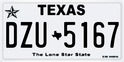 TX license plate DZU5167