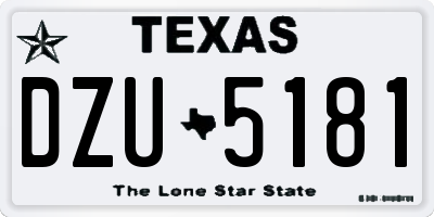 TX license plate DZU5181