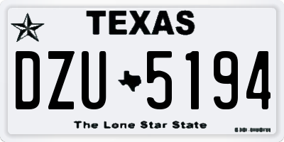 TX license plate DZU5194