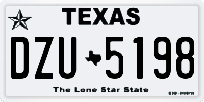 TX license plate DZU5198