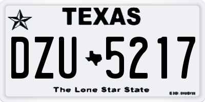 TX license plate DZU5217