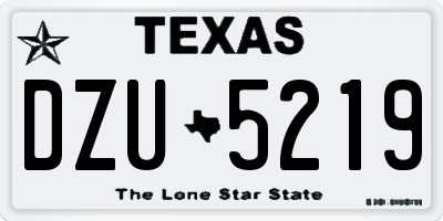 TX license plate DZU5219