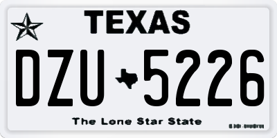 TX license plate DZU5226