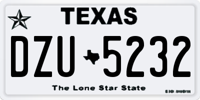 TX license plate DZU5232