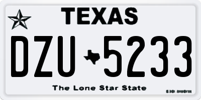 TX license plate DZU5233