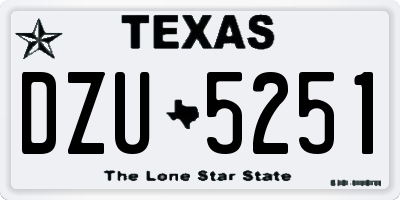 TX license plate DZU5251