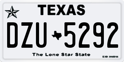 TX license plate DZU5292