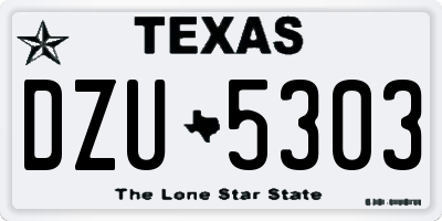 TX license plate DZU5303