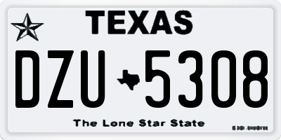 TX license plate DZU5308