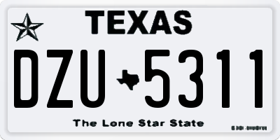 TX license plate DZU5311