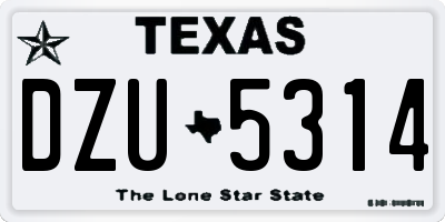 TX license plate DZU5314