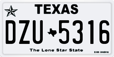 TX license plate DZU5316