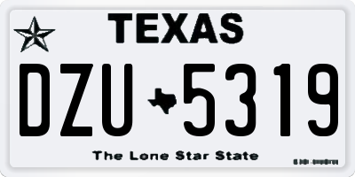 TX license plate DZU5319