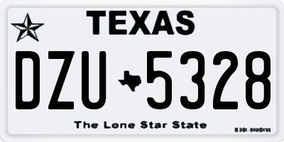 TX license plate DZU5328