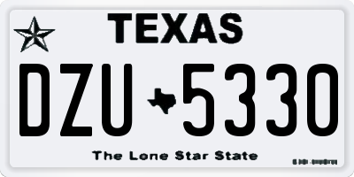 TX license plate DZU5330
