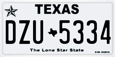TX license plate DZU5334