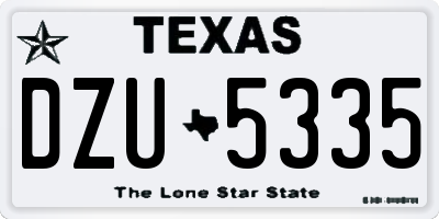 TX license plate DZU5335