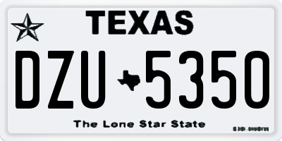 TX license plate DZU5350