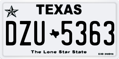 TX license plate DZU5363