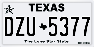 TX license plate DZU5377