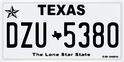TX license plate DZU5380
